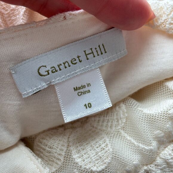 Garnet Hill Lace Tank Dress Cottagecore Fairy Romantic Wedding Ivory Sz 10 E153 - Picture 7 of 10